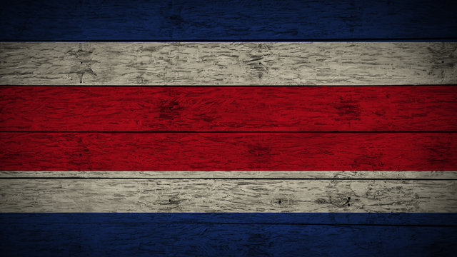 Flag of Costa Rica painted on old wood boards