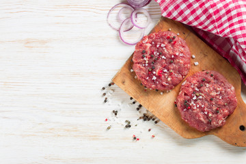 raw home-made beef burger cutlet