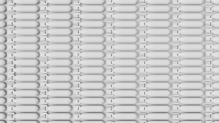 Uniform Grid of Stark White Military Aircraft Bombs