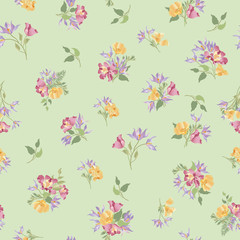 Floral ornamental white seamless pattern. Flower garden backgrou