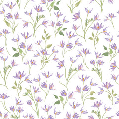 Floral ornamental white seamless pattern. Flower garden background