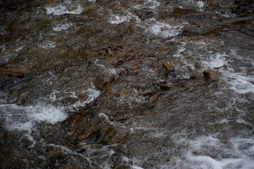 Mountain river, water rapids, waterfall background