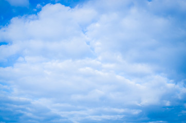 Bright blue sky with beautiful white clouds, background, wallpaper