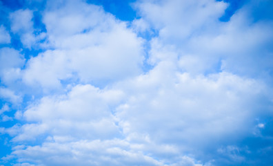 Bright blue sky with beautiful white clouds, background, wallpaper