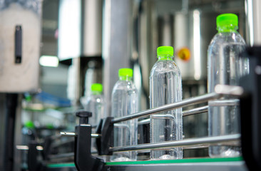 Conveyor with water bottles