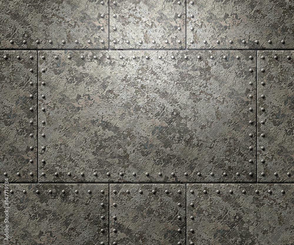 Wall mural Metal texture with rivets background