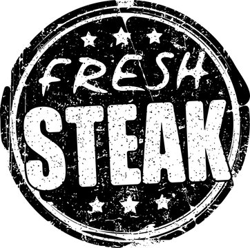 Fresh steak grunge style black rubber stamp.