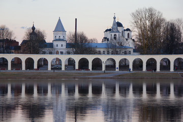 Fototapeta na wymiar Landscape Russian Orthodox church. In Veliky Novgorod Russia