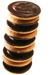 chocolate cookies, on white background
