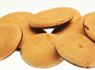 chocolate cookies, on white background