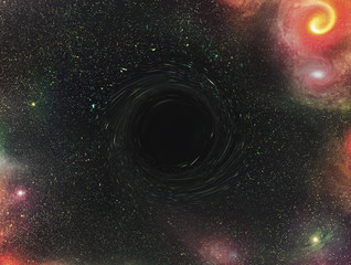 Black hole in outer space. Space nebula.