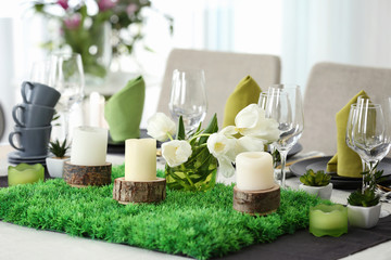 Beautiful festive table setting, closeup