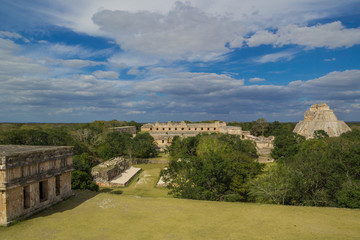 Fototapeta na wymiar Uxmal Ancient Maya Architecture Archeological Site in Yucatan Mexico