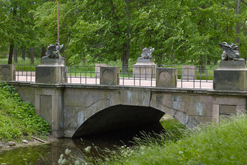 Saint Petersburg, Tsarskoye Selo Pushkin , Russia. The Dragon Bridge in the Alexander park.