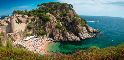 Fototapeta premium View of the town of Tossa de Mar from the hill, Spain