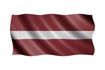 Flag of Latvia isolated on white, 3d illustration