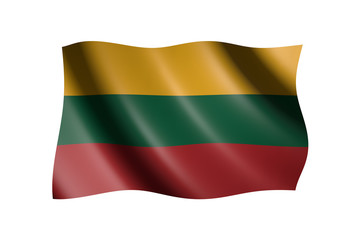 Flag of Lithuania isolated on white, 3d illustration