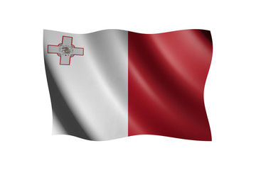Flag of Malta isolated on white, 3d illustration