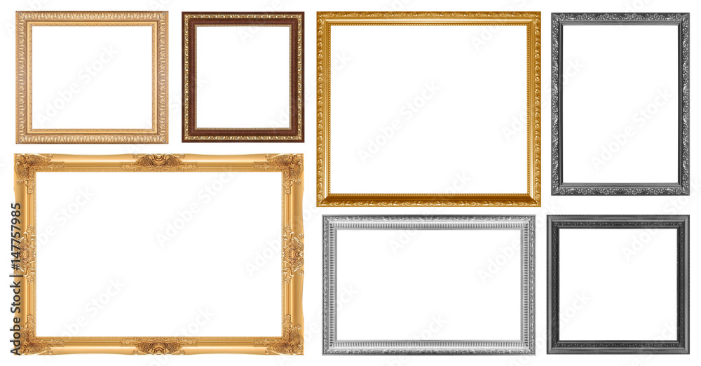 Wall mural set of golden vintage frame