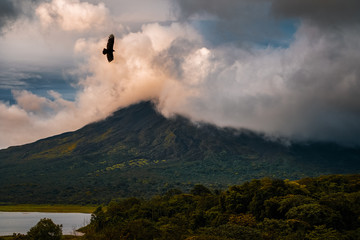 Volcano of Arenal covered in clouds. Costa Rica