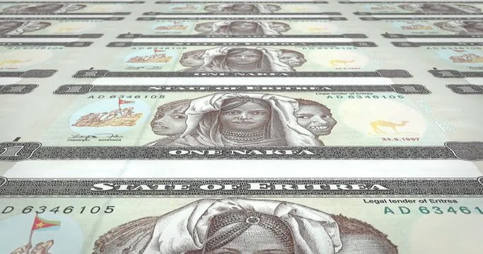 Banknotes of one eritrean nakfa rolling, cash money, loop