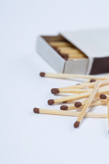 Box of matches on white
