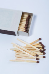 Box of matches on white