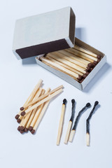 Box of matches on white