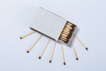 Box of matches on white