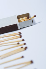 Box of matches on white