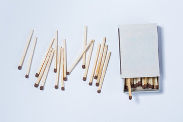 Box of matches on white