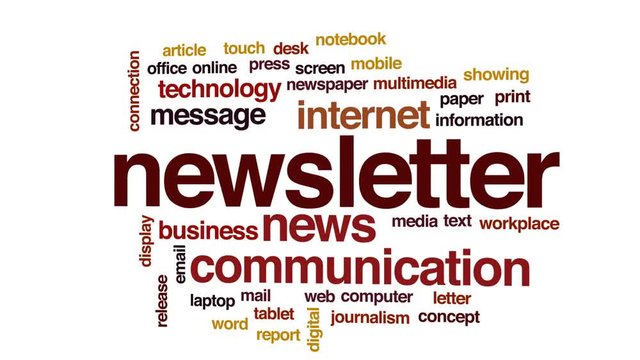 Newsletter animated word cloud, text design animation.