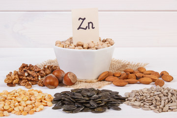 Products and ingredients containing zinc and dietary fiber, healthy nutrition