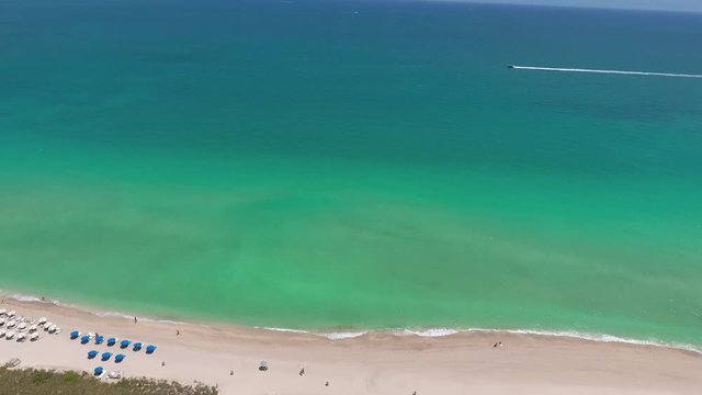 360 aerial panoramic view of Surfside in Miami. Oceanfront luxury