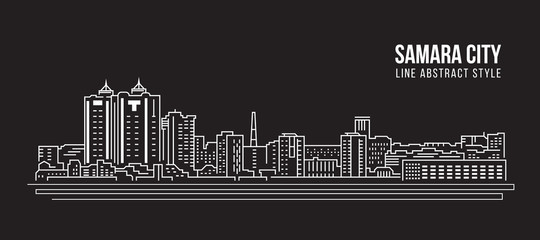 Fototapeta premium Cityscape Building Line art Vector Illustration design - Samara city
