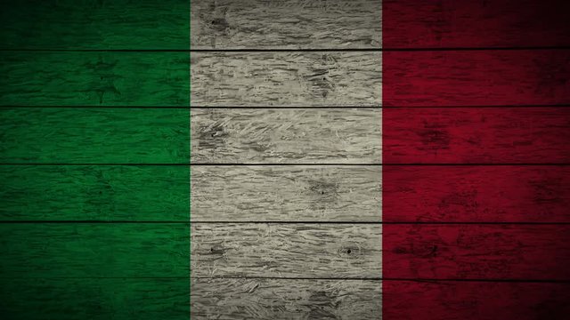 Painting flag of Italy on old wood boards