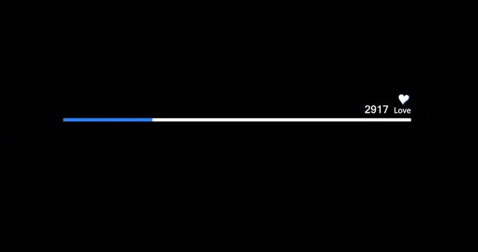 Progress bar Top Love. Video counter increasing from one to one hundred thousand views. High resolution. with alpha chanel.