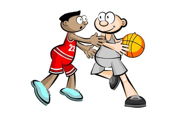 Two Basketball Players isolated over white