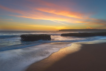 Fototapeta na wymiar Sunset lines at Four Mile Beach Santa Cruz California