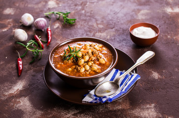 Meat soup with beans