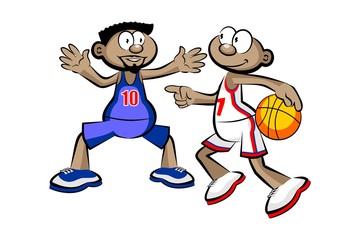 Two Basketball Players isolated over white