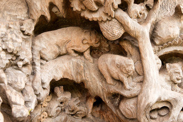 sculpture carved of wood in Thailand