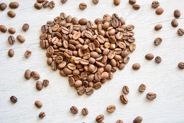 Heart made of coffee beans