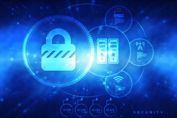 2d illustration Safety concept: Closed Padlock on digital background