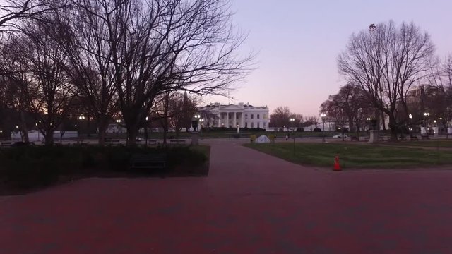 Walking through Lafayette Square towards The White House North Lawn