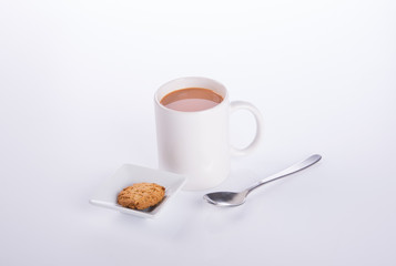 coffee or coffee with cookies on background.