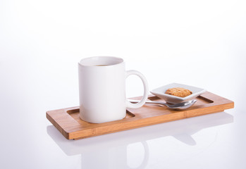 coffee or coffee with cookies on background.