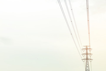 High electric post under the sky.