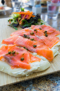 Cold Smoked Salmon on Flat Bread
