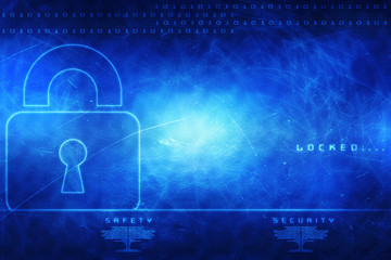 2d illustration Safety concept: Closed Padlock on digital background